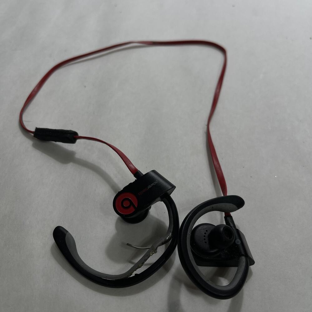 Beats Powerbeats Wired Earphones Black Red Broken Parts Repair AS-IS Parts Only